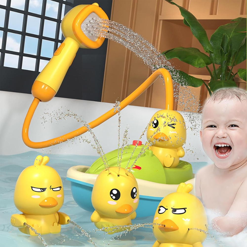 Floating Duck Bath Toy Set | Interactive Shower and Motorized Boat