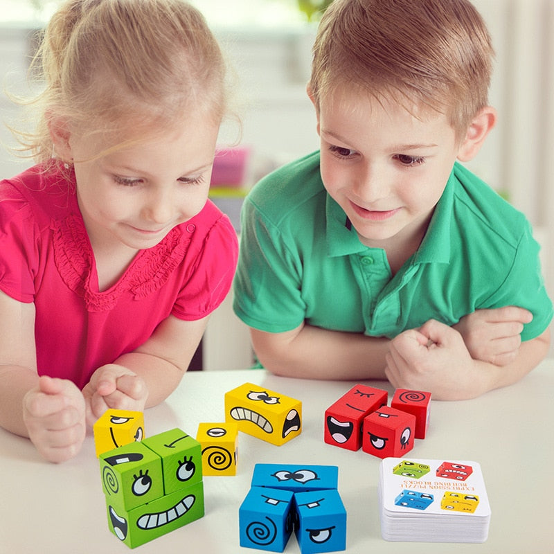 Kids' Expression Block Puzzle | Safe Beech Wood for Learning