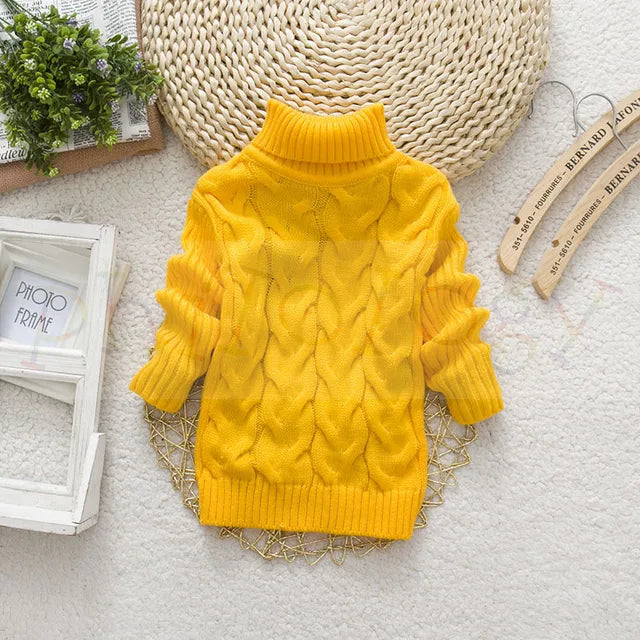 Kids Turtleneck Cable Knit Sweater | Soft Thick Acrylic Warmth