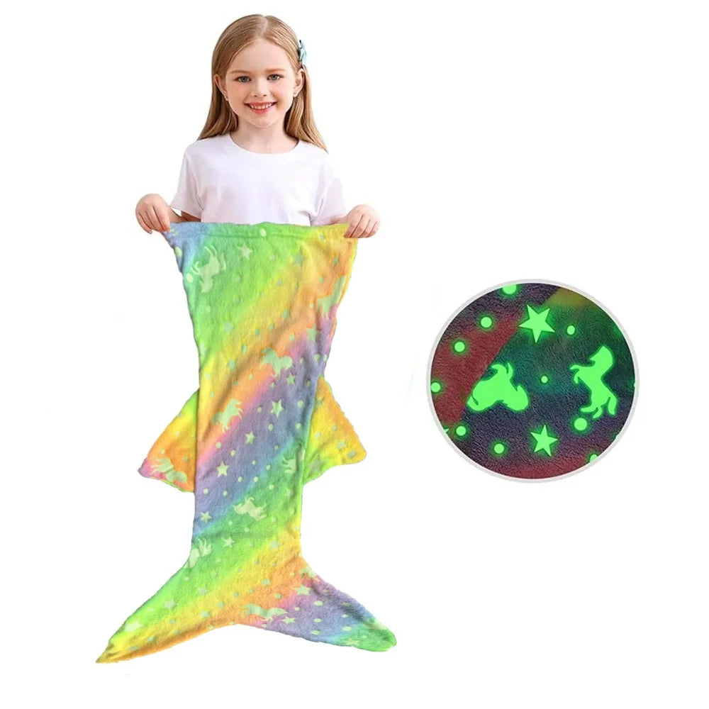 Mermaid Sleeping Bag for Kids | Glow in the Dark Soft Polyester