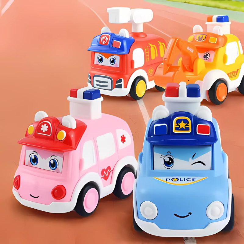 Push-Button Toy Vehicles | Safe, Durable Imaginative Play Set