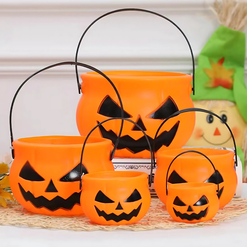 Halloween Pumpkin Baskets Set | Lightweight, Reusable Candy Holders