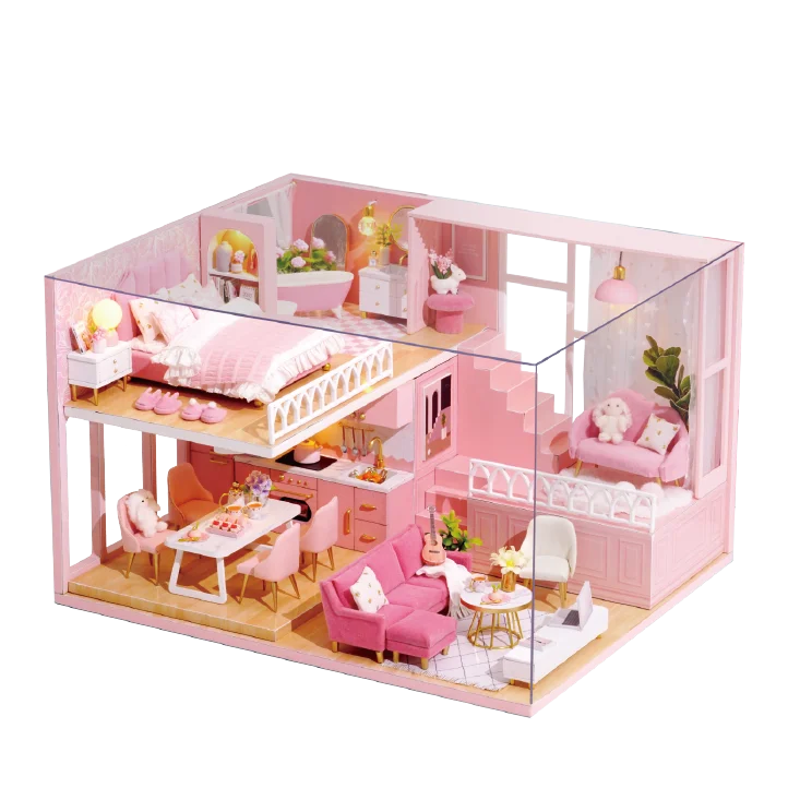 DIY Wooden Dollhouse Kit | Complete Craft Gift Set with Furniture