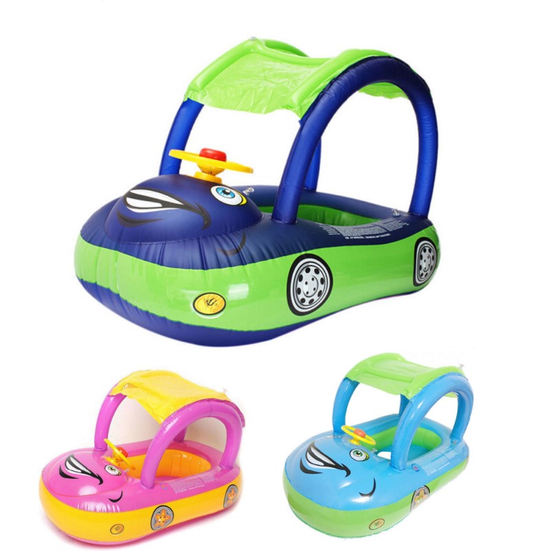 Inflatable Car Boat for Kids | Safe, Fun Water Play with Sunshade