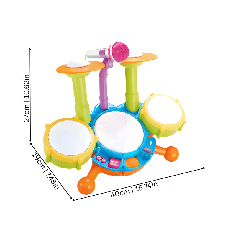 Toddler Musical Drum Set | Colorful Lights and Microphone