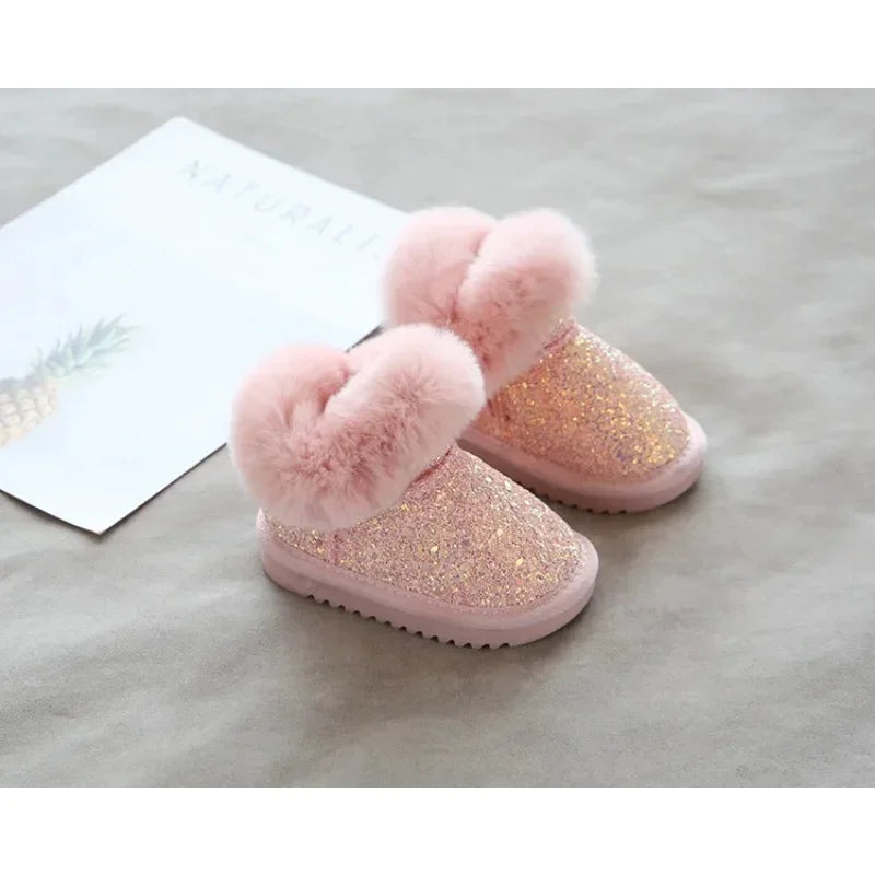 Kids Winter Glitter Boots | Warm Fleece Lining, Easy Wear