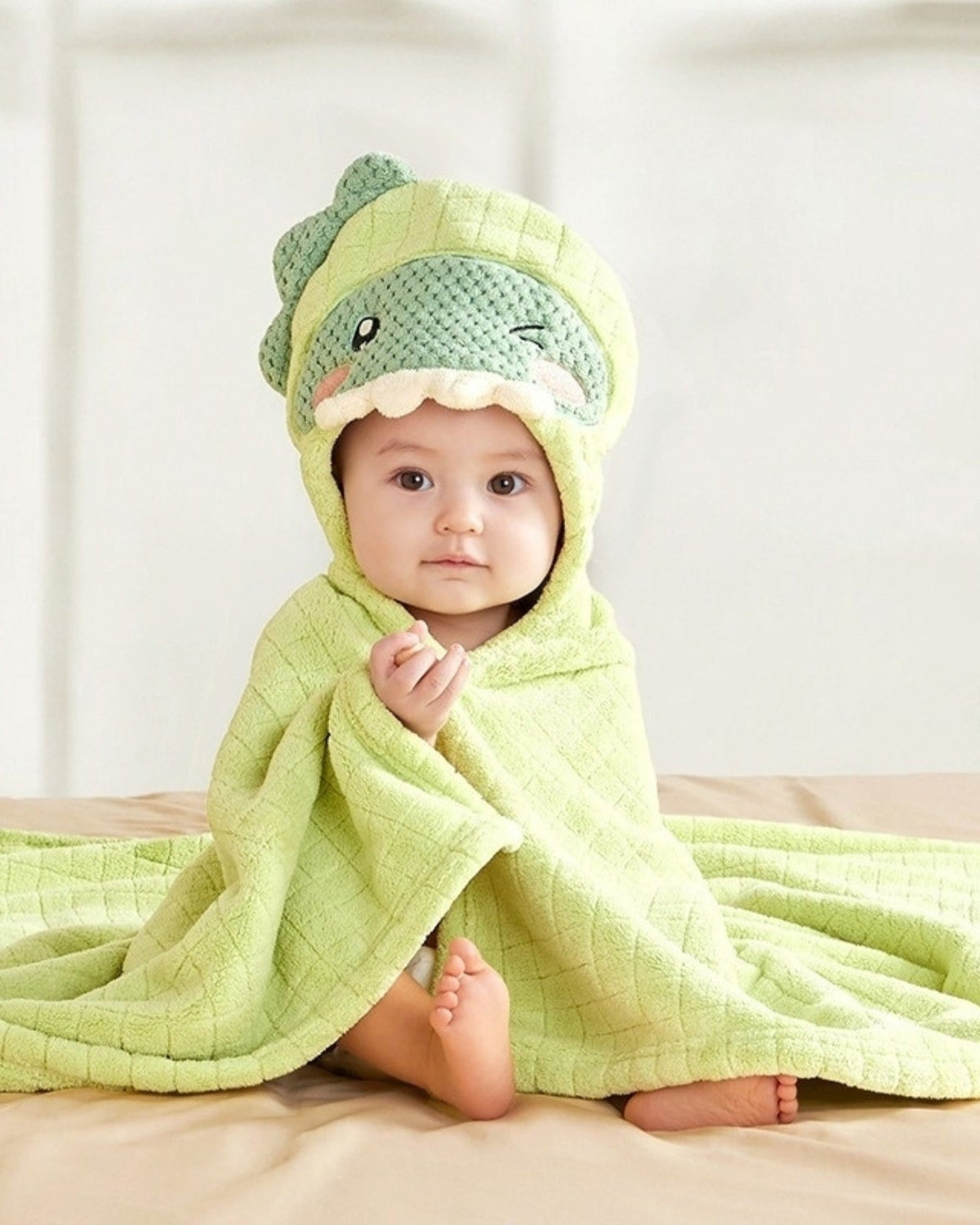 Baby Bath Cape Dinosaur | Soft Pure Cotton for 0-3 Years