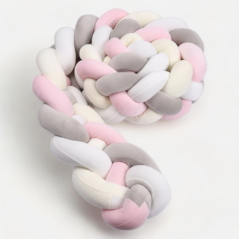 Braided Crib Bumper Pillow | Soft Velvet Baby Bed Protector
