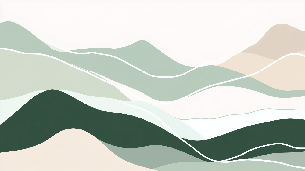 Kids-Mundo flat artwork preview of the pastel mountain wall mural in sage green and beige tones.