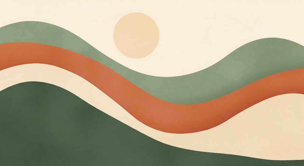 Abstract Wavy Hills Sunset Wall Mural