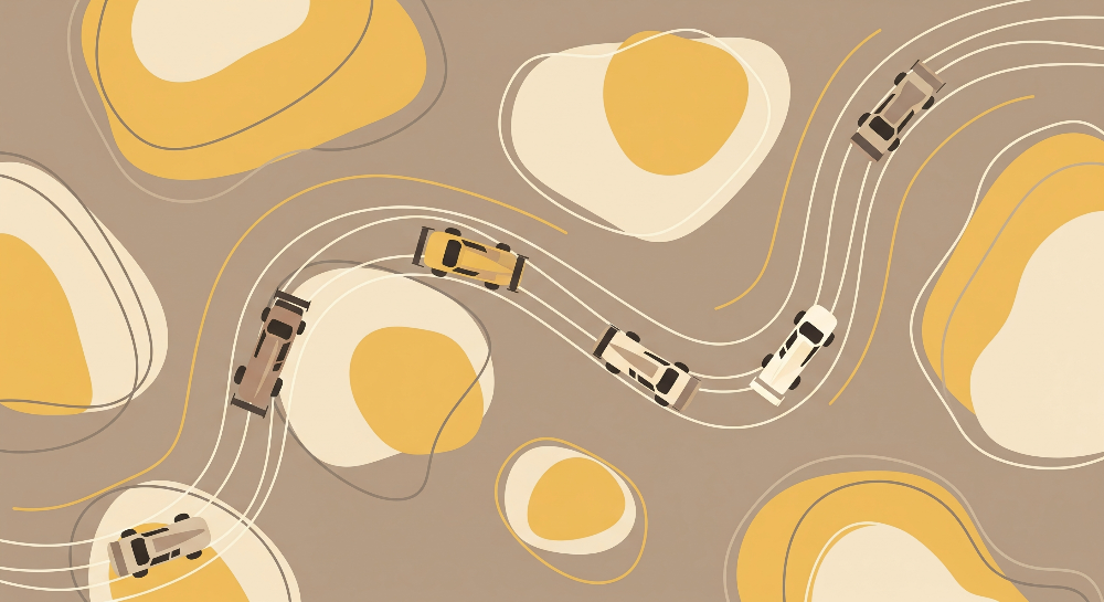 Aerial Road Trip Pattern Wall Mural