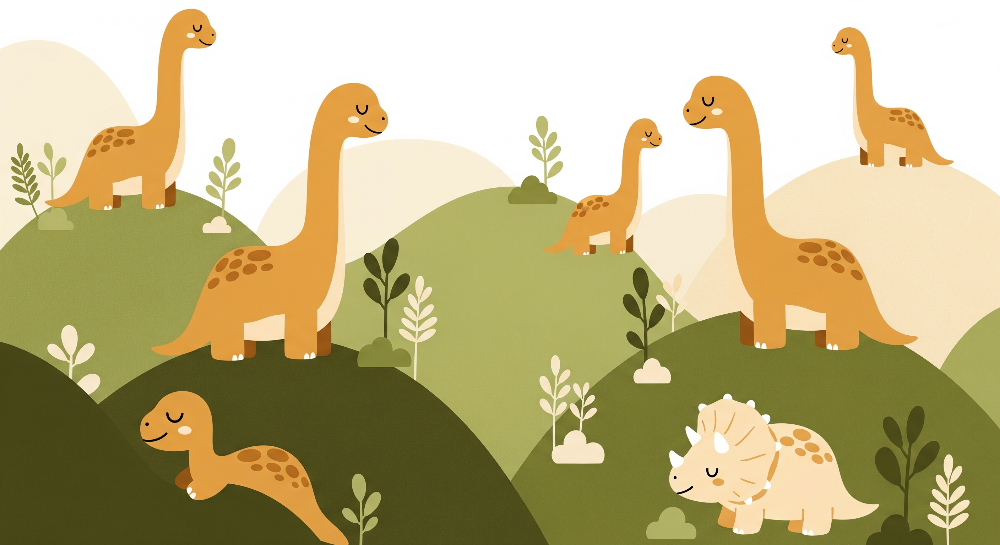 Amber Hills Dinosaur Family Wall Mural
