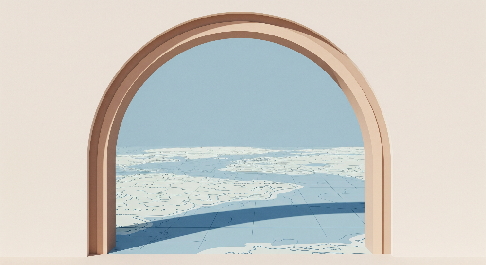 Arched Window Icy Landscape Wall Mural