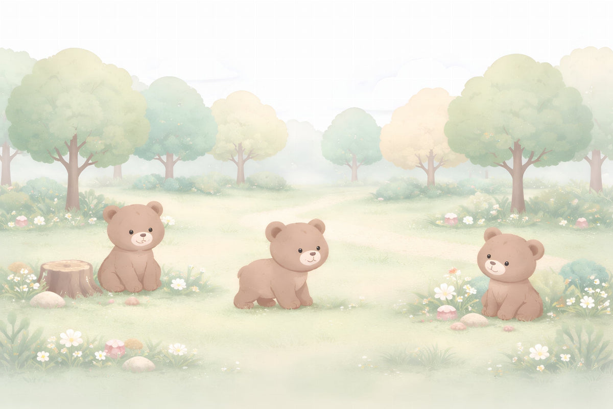 Baby Bear Cubs in the Forest Wall Mural