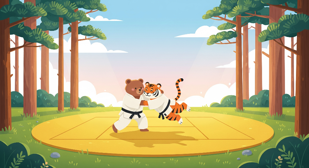 Bear and Tiger Karate Wall Mural