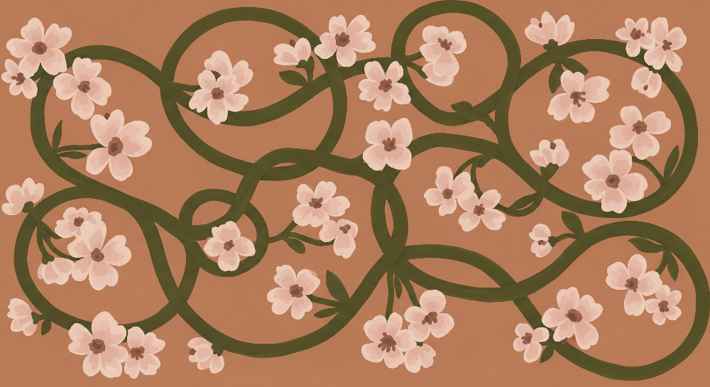 Blush Floral Vine Wall Mural
