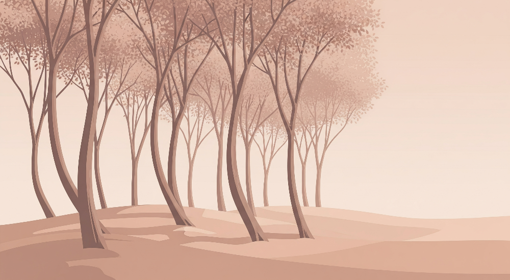 Kids-Mundo flat artwork preview of the blush pastel forest trees wall mural