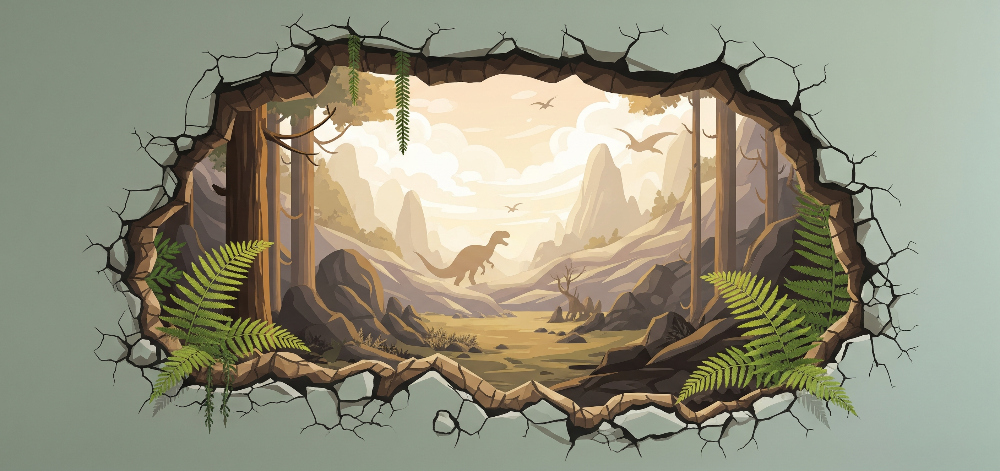 Prehistoric Jungle Break-Through Wall Mural