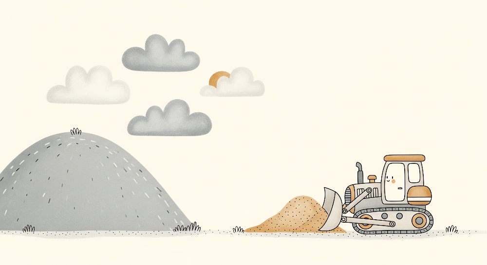 Bulldozer Pushing a Sandy Hill Wall Mural