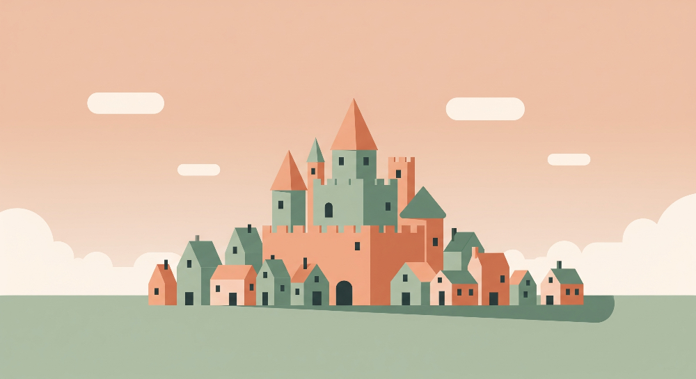 Colourful Castle Village Wall Mural