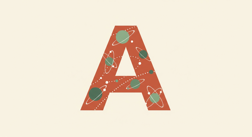 Cosmic Letter A with Planets Wall Mural