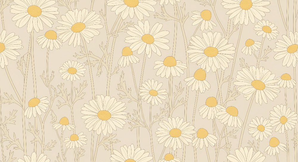 Cream Daisy Meadow Wall Mural