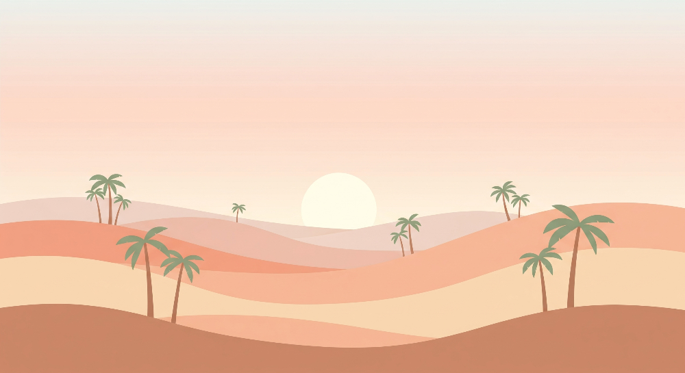 Desert Dunes and Palm Trees Wall Mural