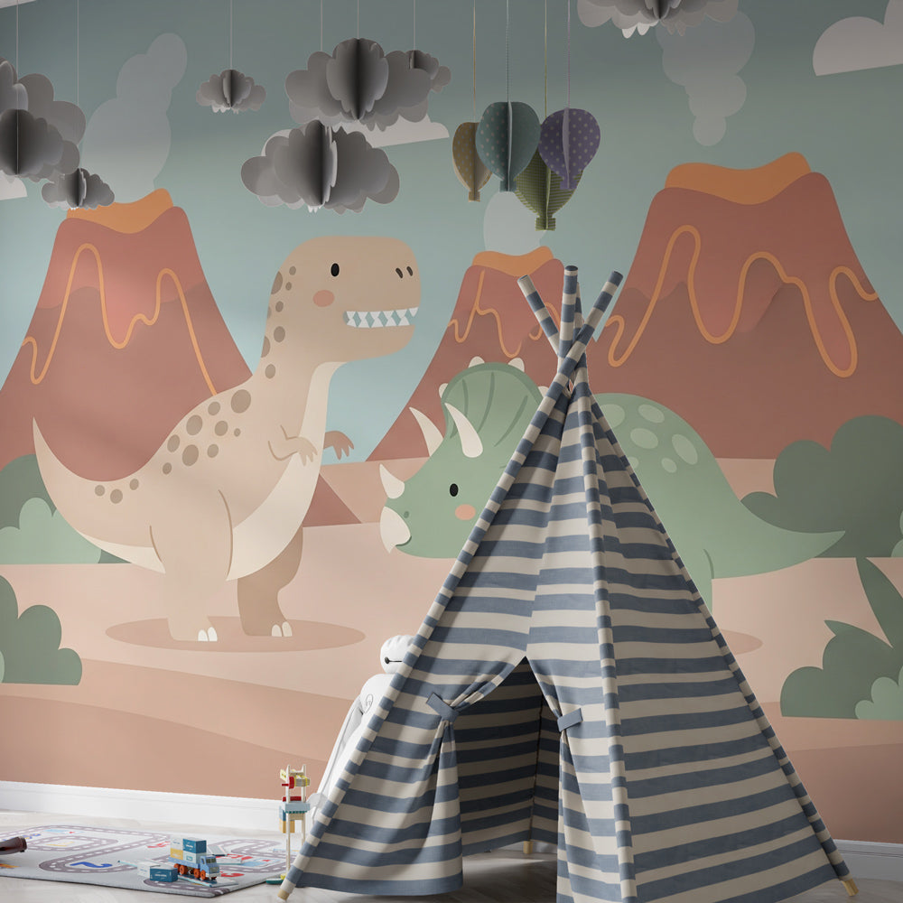 Prehistoric dinosaur wallpaper creating adventurous bedroom decor for children