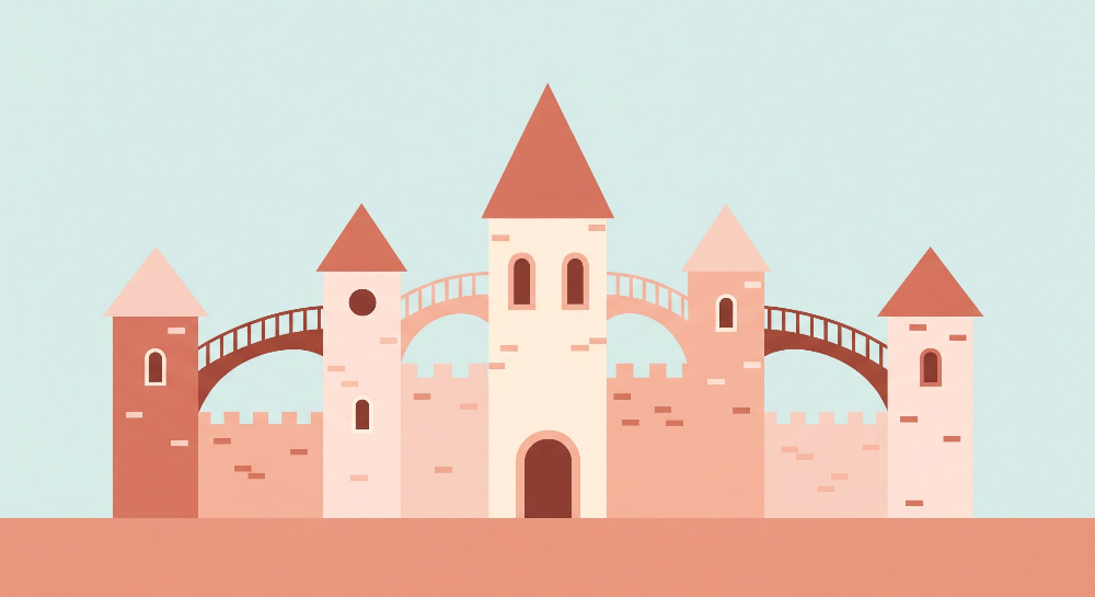 Fairytale Castle with Bridges Wall Mural