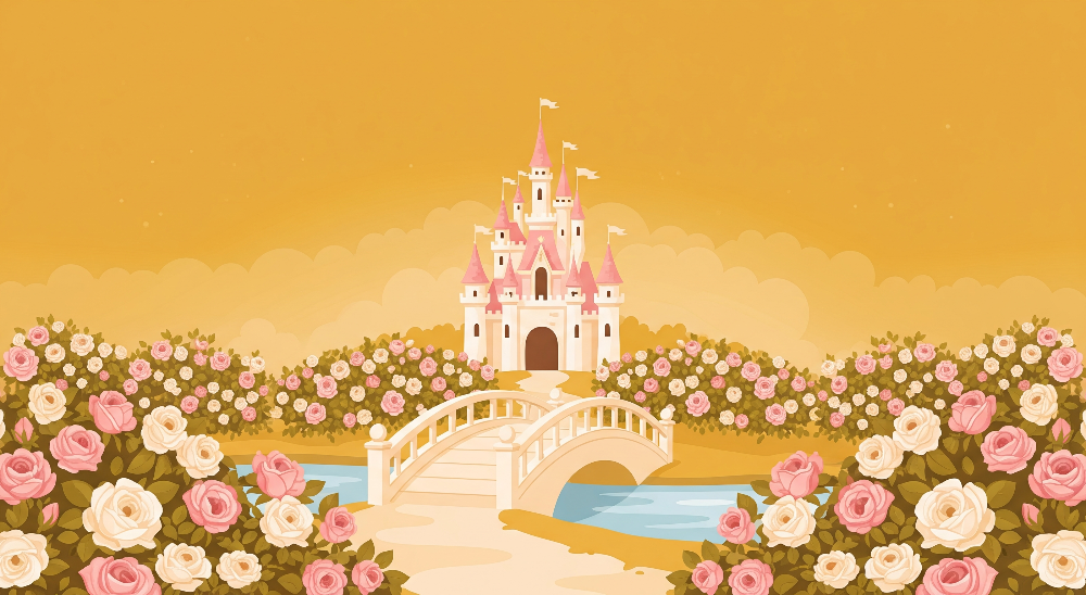 Fairytale Castle Rose Garden Wall Mural