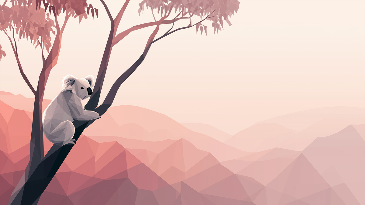 Geometric Koala in Dusty Pink Mountains Wall Mural