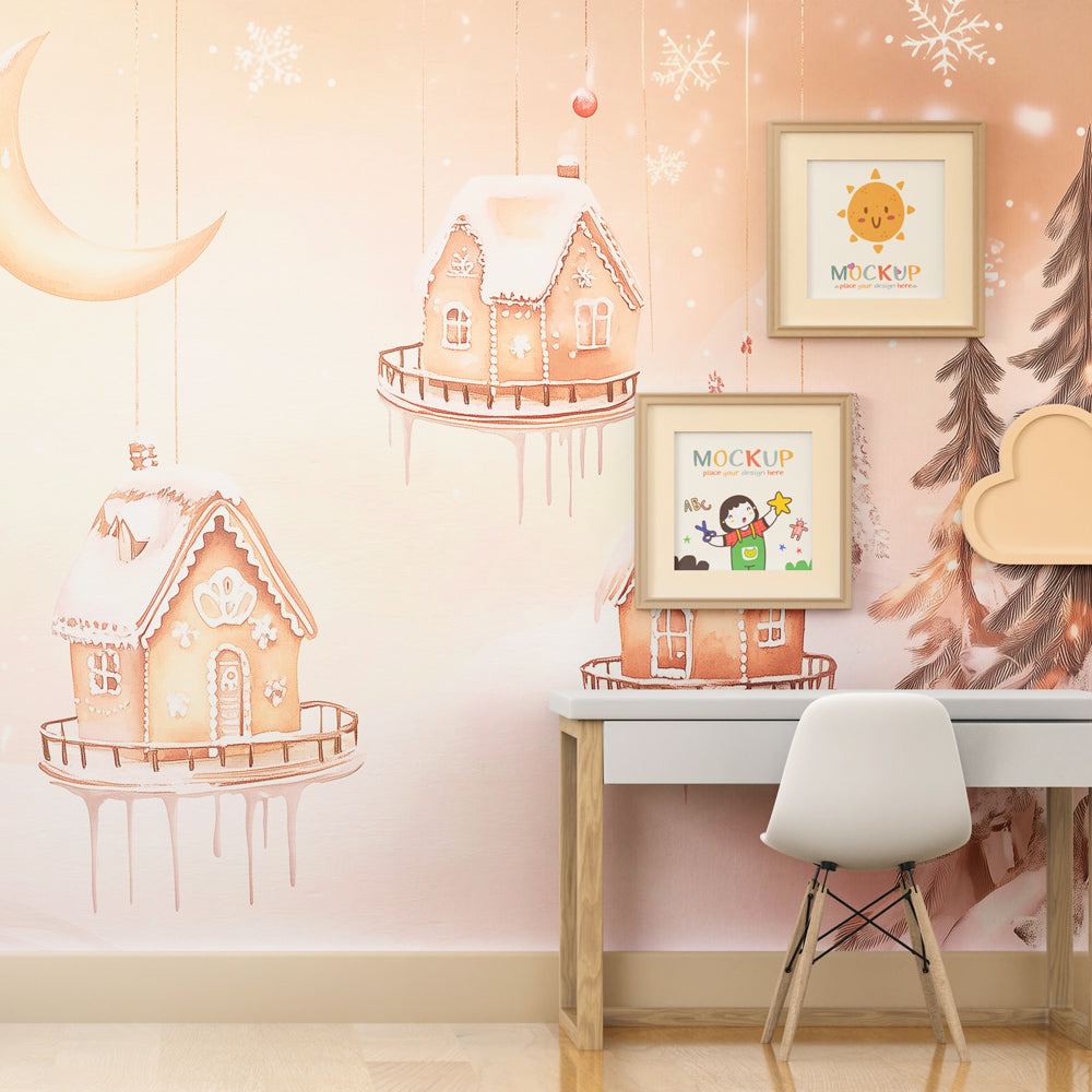 Winter wonderland wallpaper creating magical atmosphere in child's bedroom decor