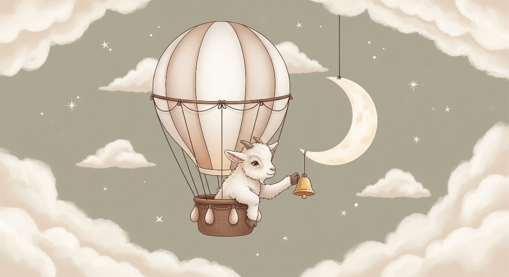 Goat in a Hot Air Balloon Wall Mural