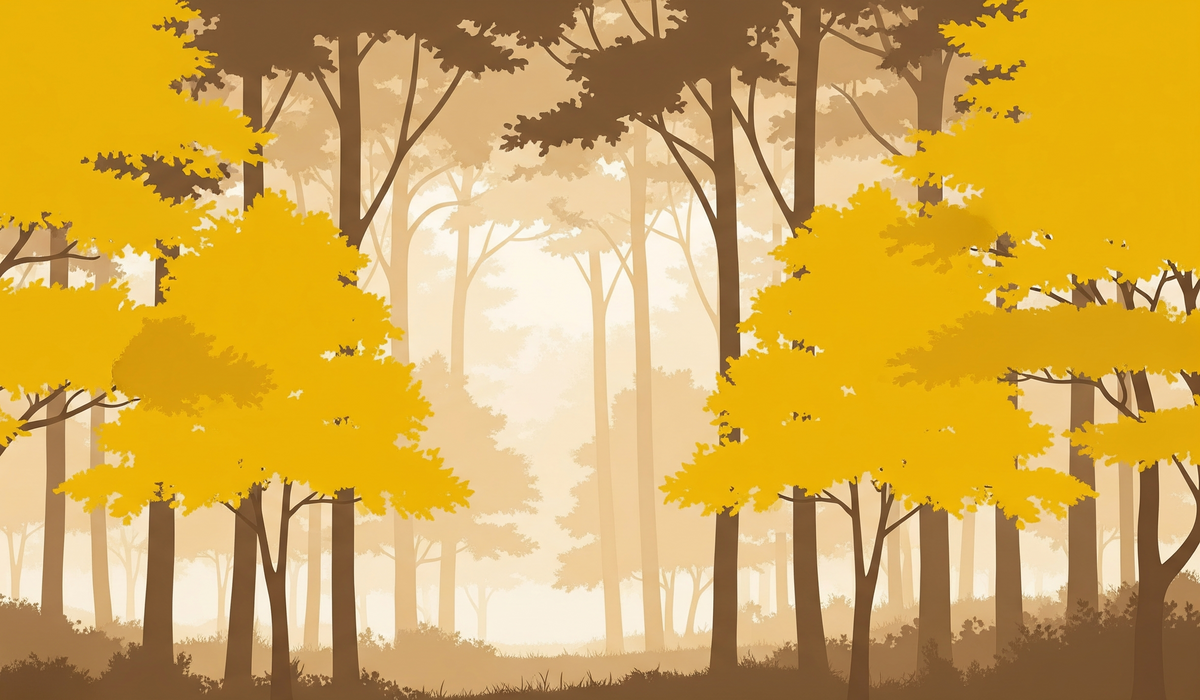 Golden Mist Forest Wall Mural