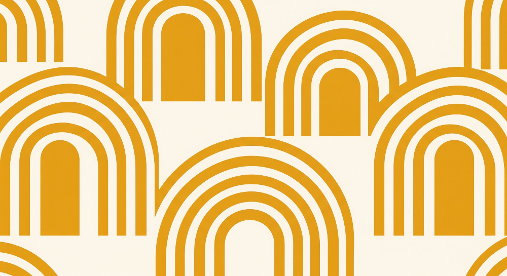 Golden Rainbow Arches on Cream Wall Mural