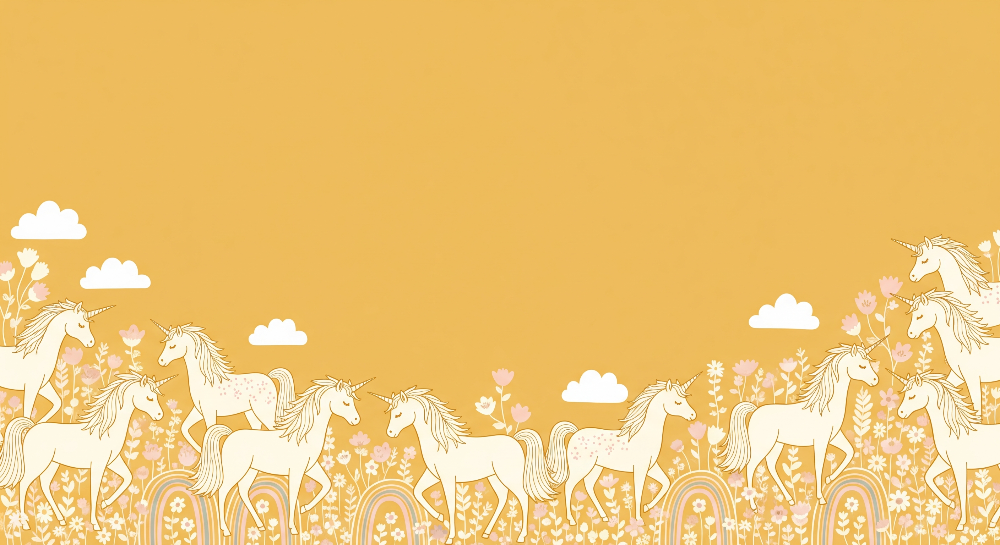 Golden Meadow Unicorn Herd Wall Mural