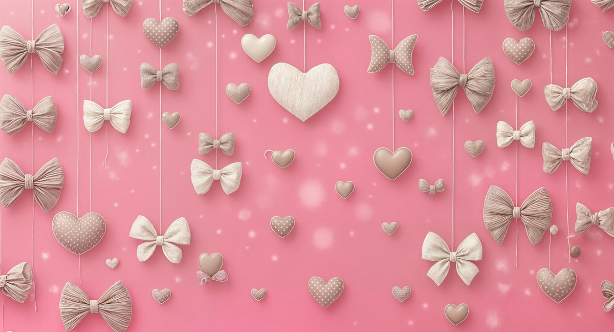 Pink Bows and Hearts Wall Mural