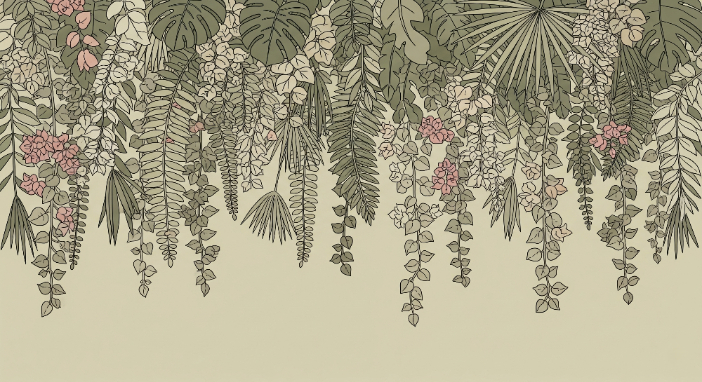 Hanging Garden of Pink Blossoms Wall Mural