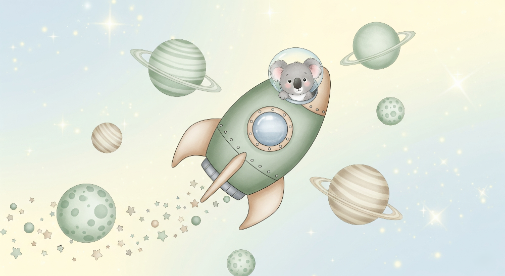 Koala Astronaut Rocket Wall Mural