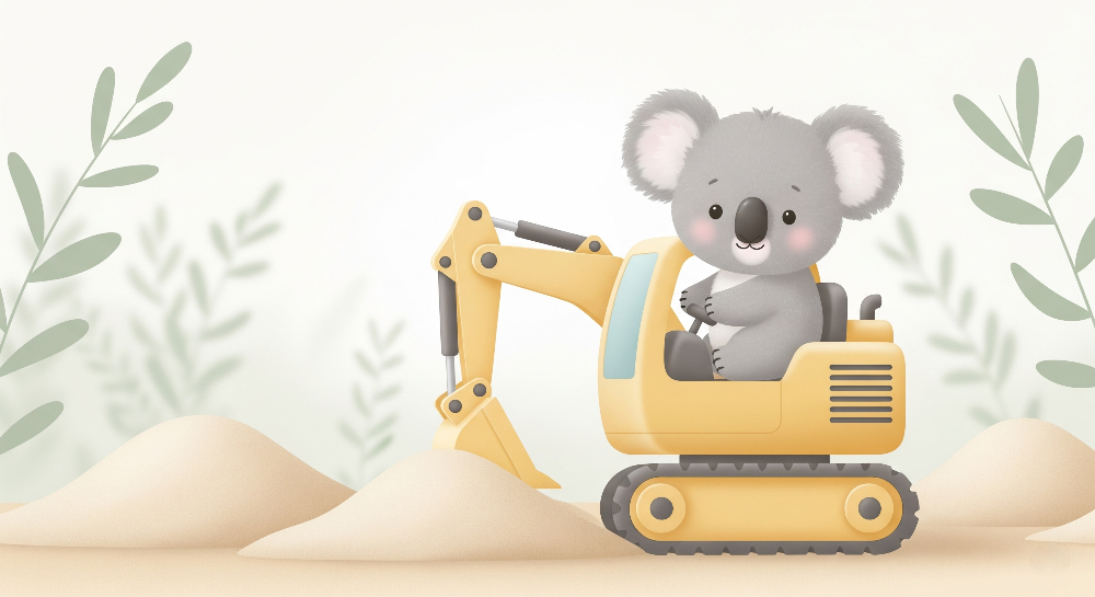 Koala on a Digger Wall Mural