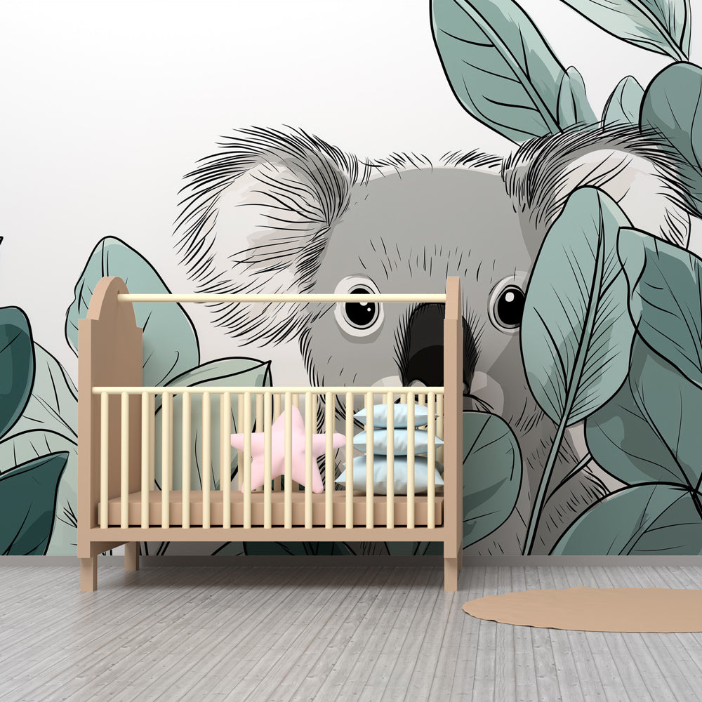 Cute koala animal wallpaper transforming children's bedroom into nature sanctuary