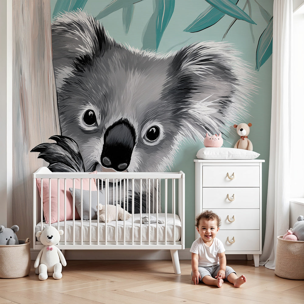 Koala mural wallpaper creating peaceful nursery atmosphere with eucalyptus design by Kids-Mundo