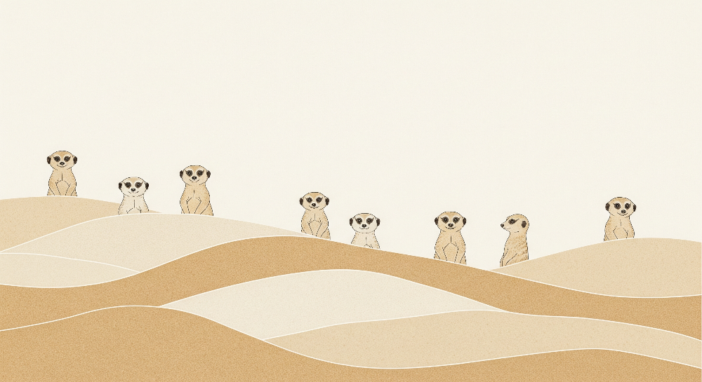 Meerkats Peeking Over Sand Dunes Wall Mural