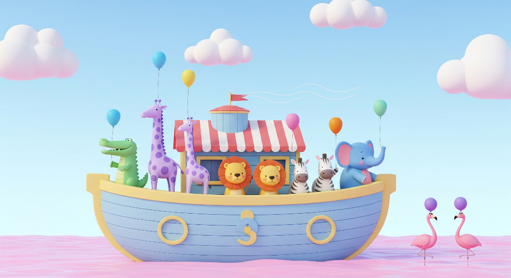 Noah's Ark Animal Friends Wall Mural