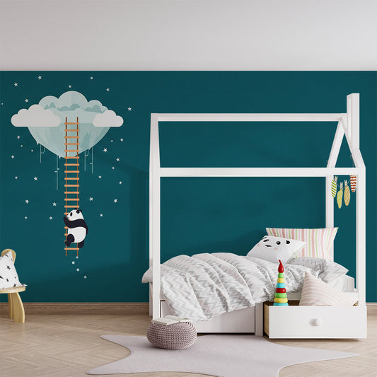 Kids-Mundo panda wall mural bringing a calm, adventurous feel to a kids' bedroom.