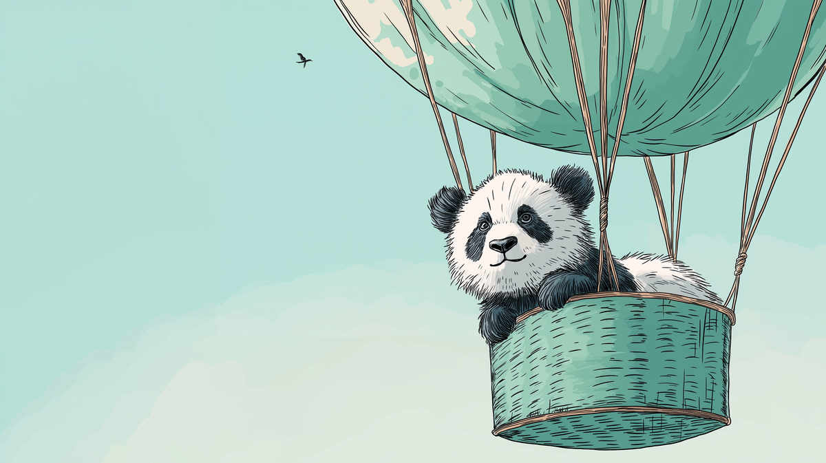Panda in a Hot Air Balloon Wall Mural