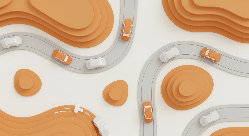 Papercraft Winding Roads Wall Mural