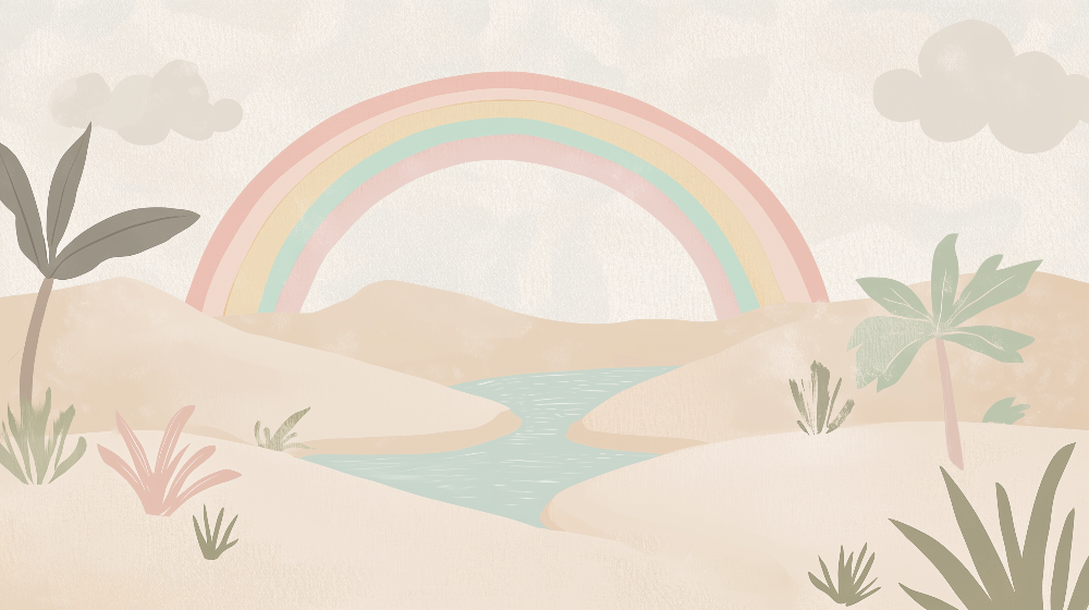 Pastel Desert Rainbow Oasis Wall Mural