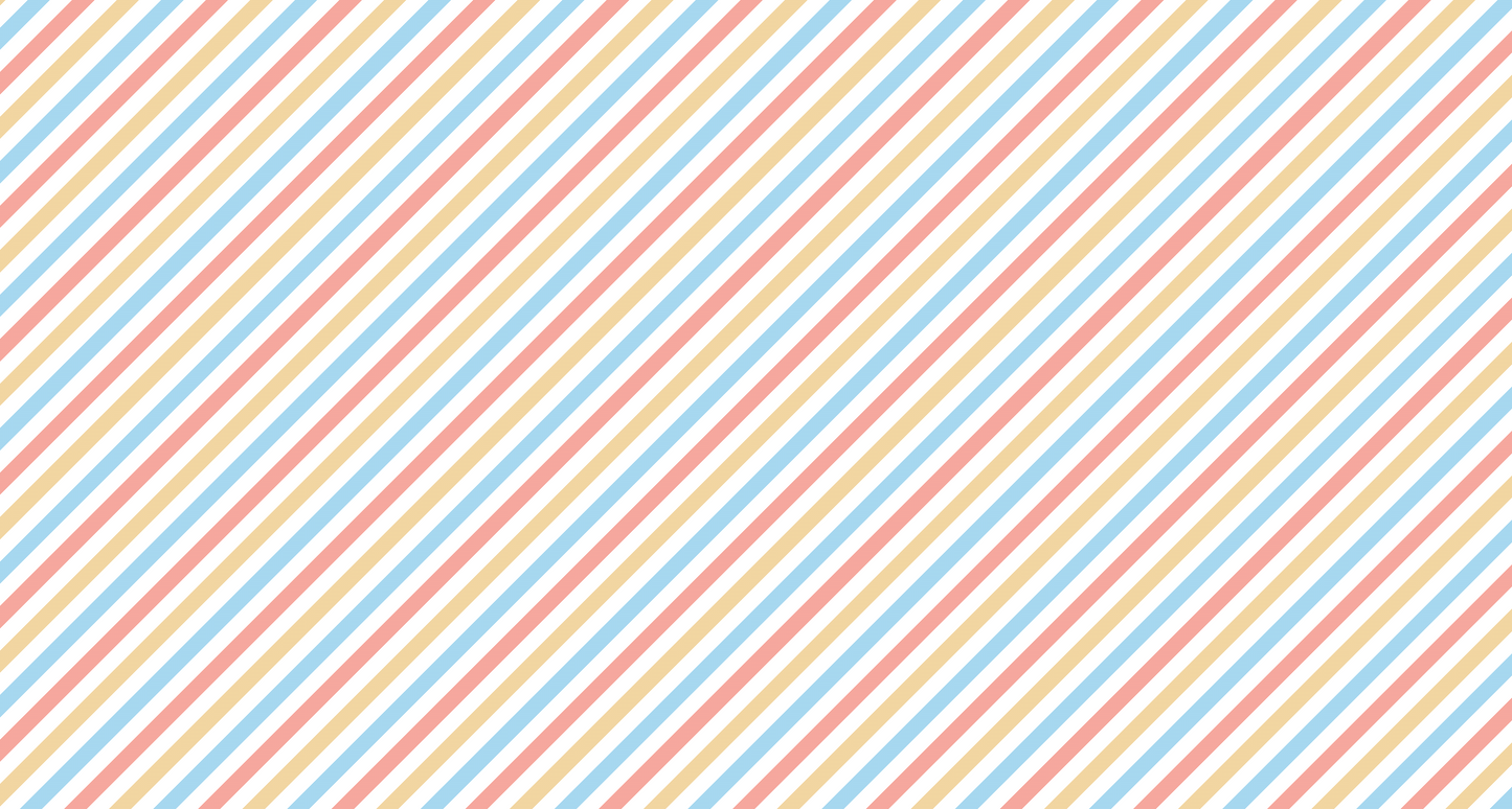 Kids-Mundo flat artwork of thin pastel diagonal stripes in blue, coral and yellow