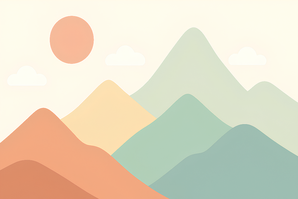 Kids-Mundo pastel mountain landscape flat artwork print for made-to-measure wall murals